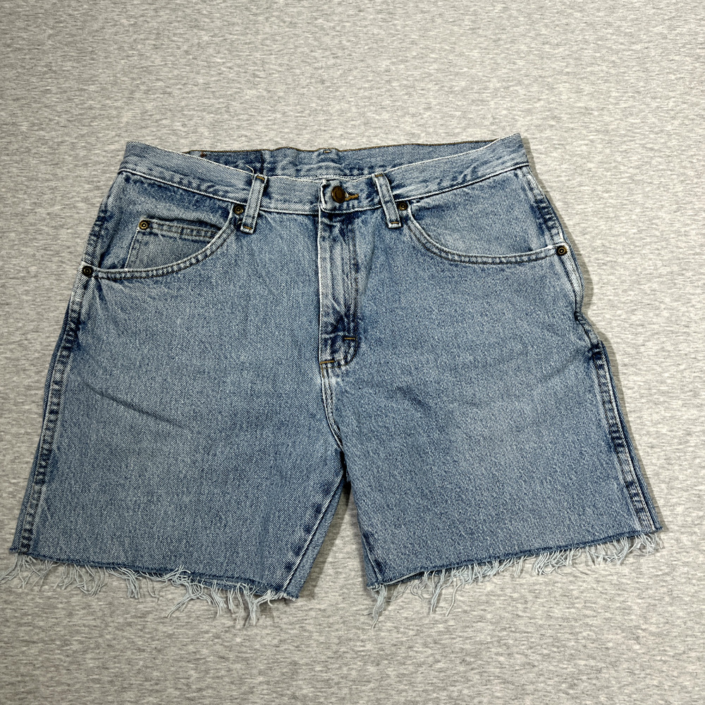 Vintage Wrangler‎ Mens Shorts 31* Denim Cutoff String Fray 5" Jorts Fringe Jeans